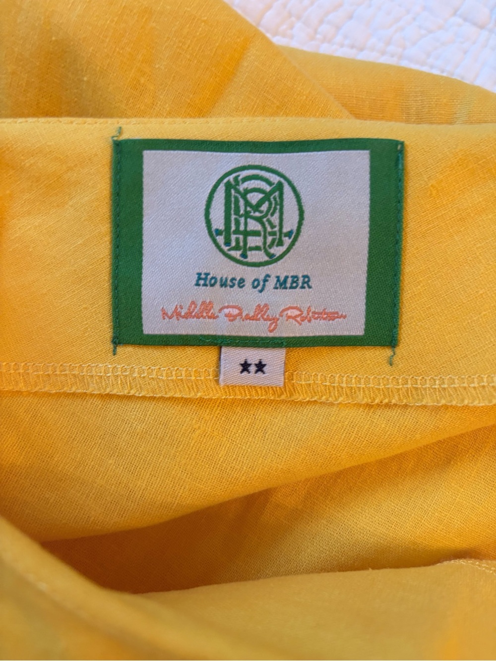 House Of MBR Women’s Yellow Short-Sleeve Dress with Pink & White Scallop Trim - Picture 3 of 3